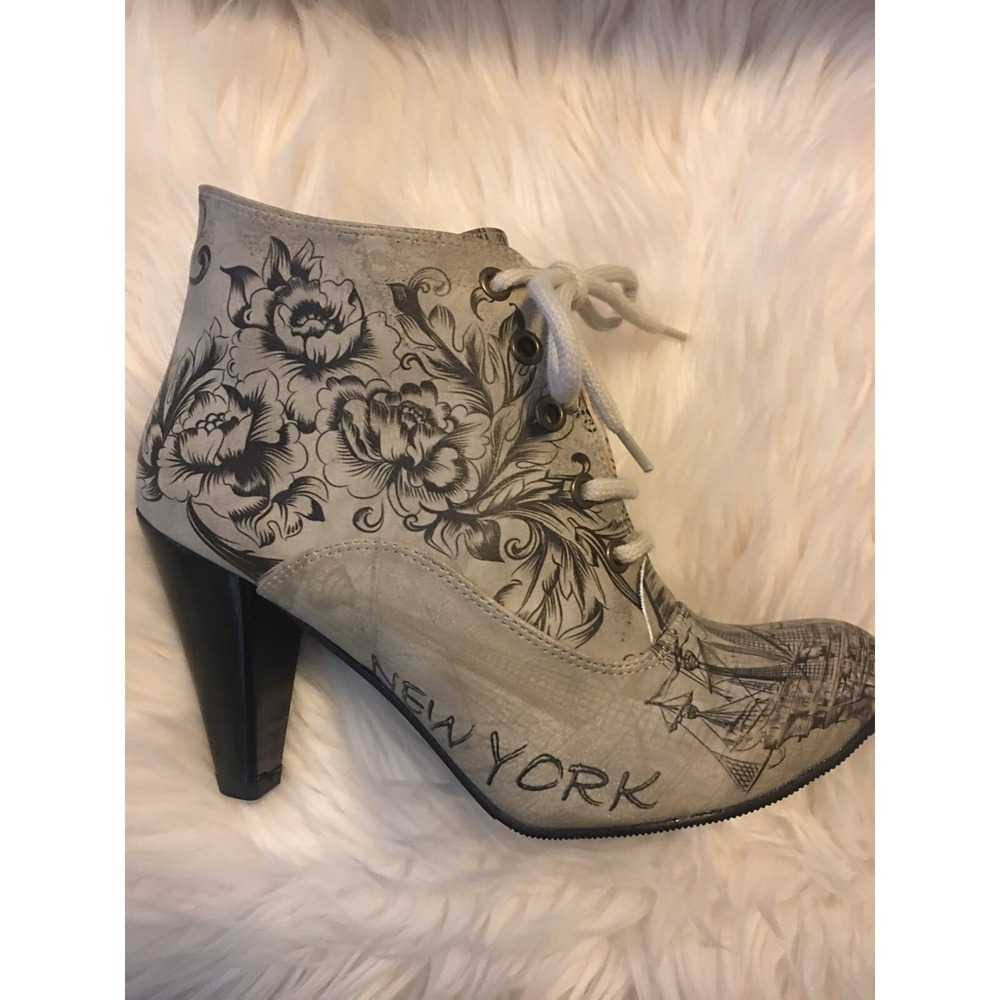 NEW Goby Women Ankle Boots New York flowers size 37